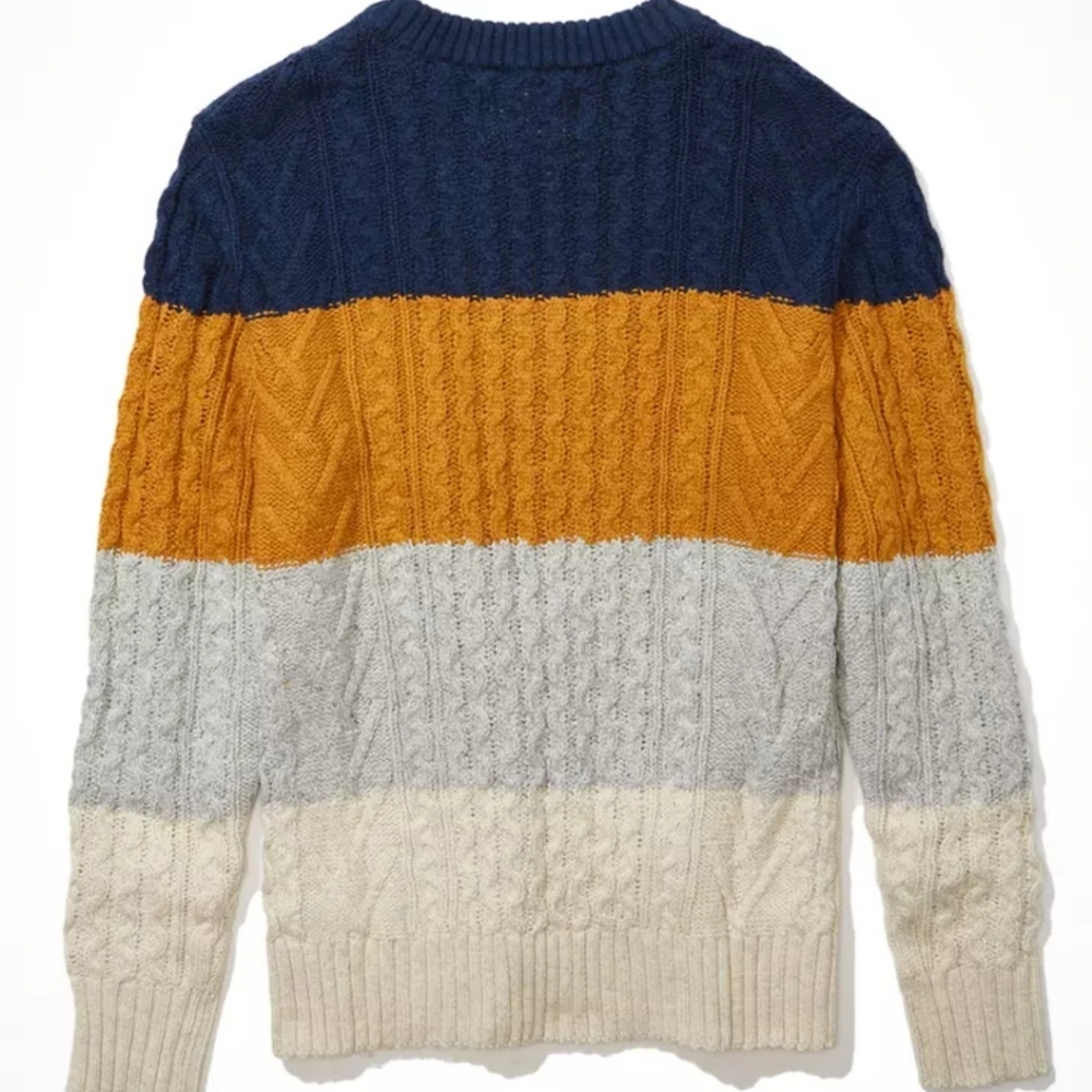 AE Super Soft Color-Block Crew Neck Sweater Men's Size XL - Picture 4 of 12